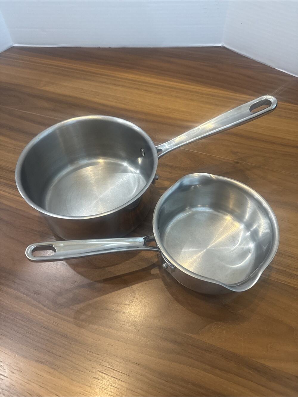 Emeril Lagasse 1 Qt & 2 Qt Sauce Pans Copper Core Stainless Steel NO LIDS -2